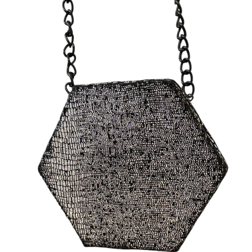 Silver and Black Hexagonal Women's Bag - Picture 3 of 4